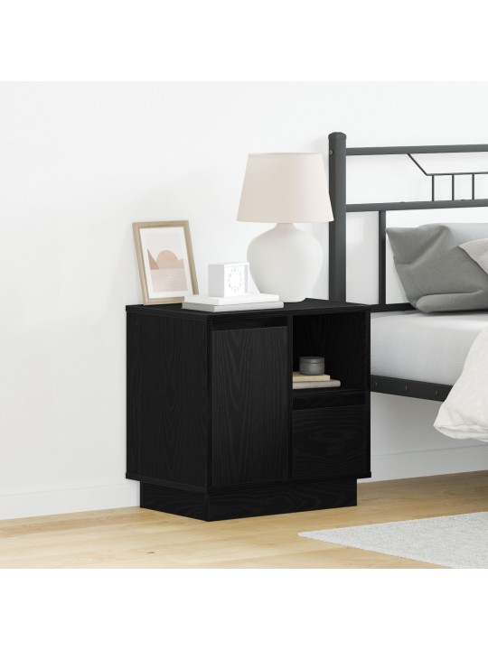 Yöpöydät led-valoilla 2 kpl musta tammi 50x34,5x50 cm