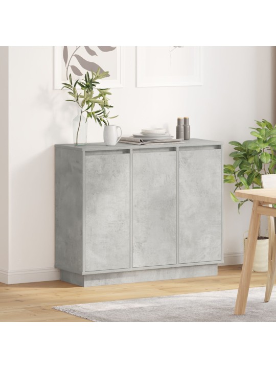 Sivupöytä led-valolla betoni harmaa 90x32x75 cm tekninen puu