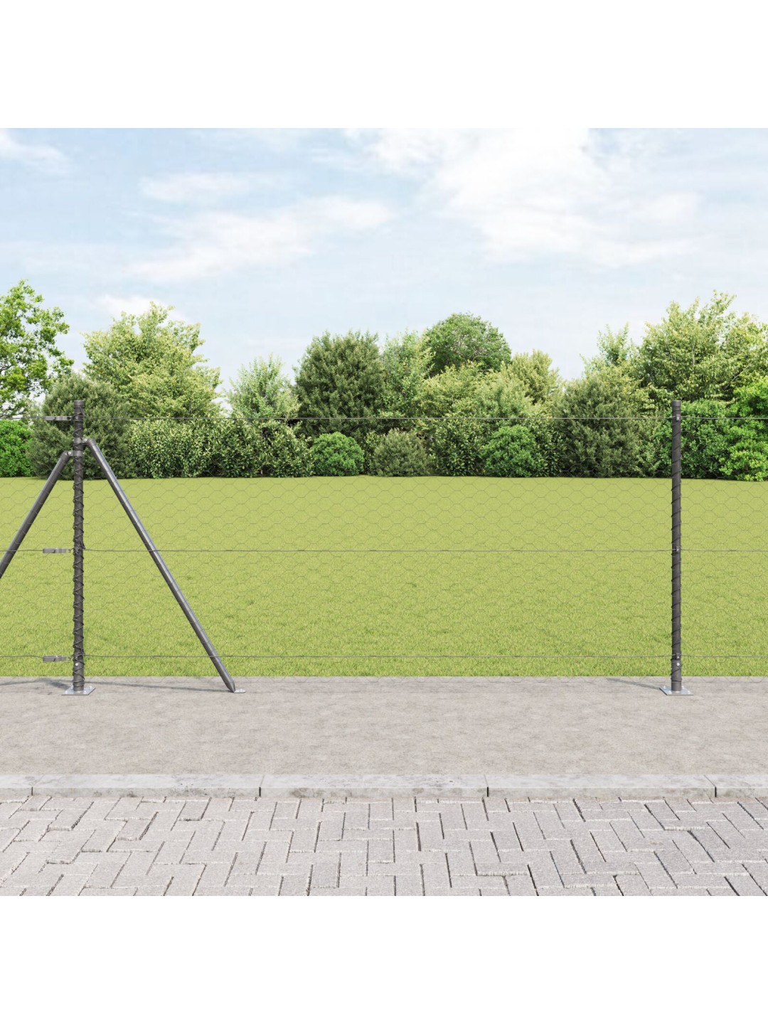 Kuusikulma aita harmaa 0.8x10 m teräksestä