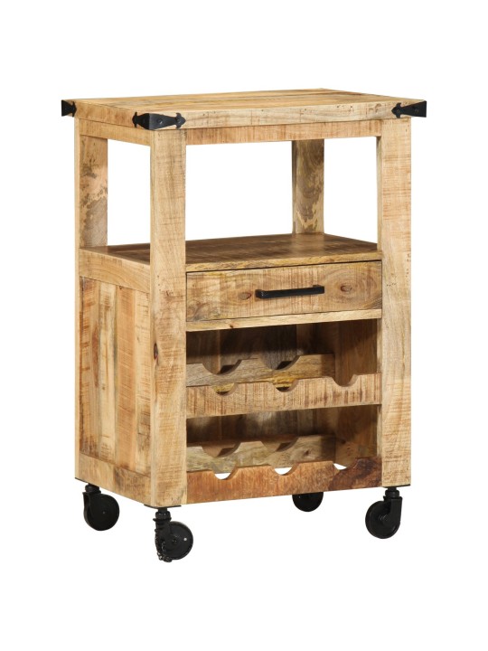 Keittiövaunu 55x40x80 cm täysi karkea puu mango