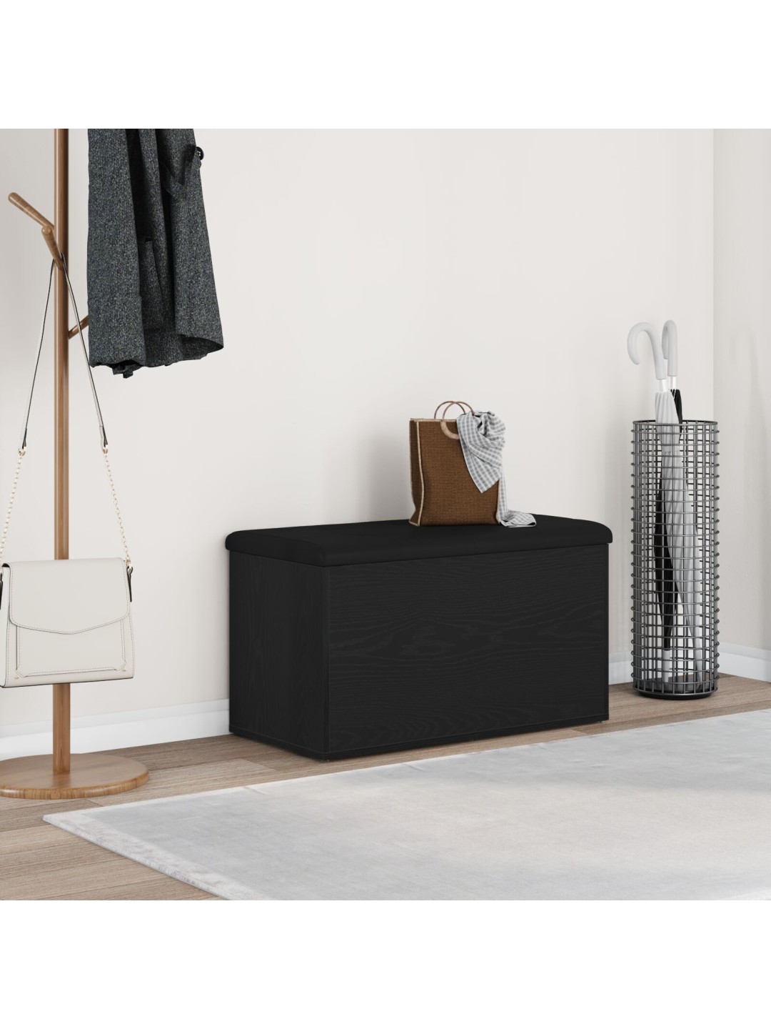 Säilytyspenkki musta tammi 80x40x45 cm keinotekoinen puu