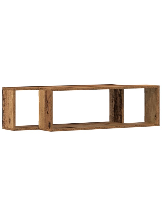 Seinä hyllyt 2 kpl vanha puu 80x15x26 cm teknisestä puusta