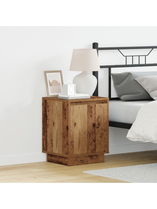 Yöpöydät led-valoilla 2 kpl vanhasta puusta 39x34,5x50 cm