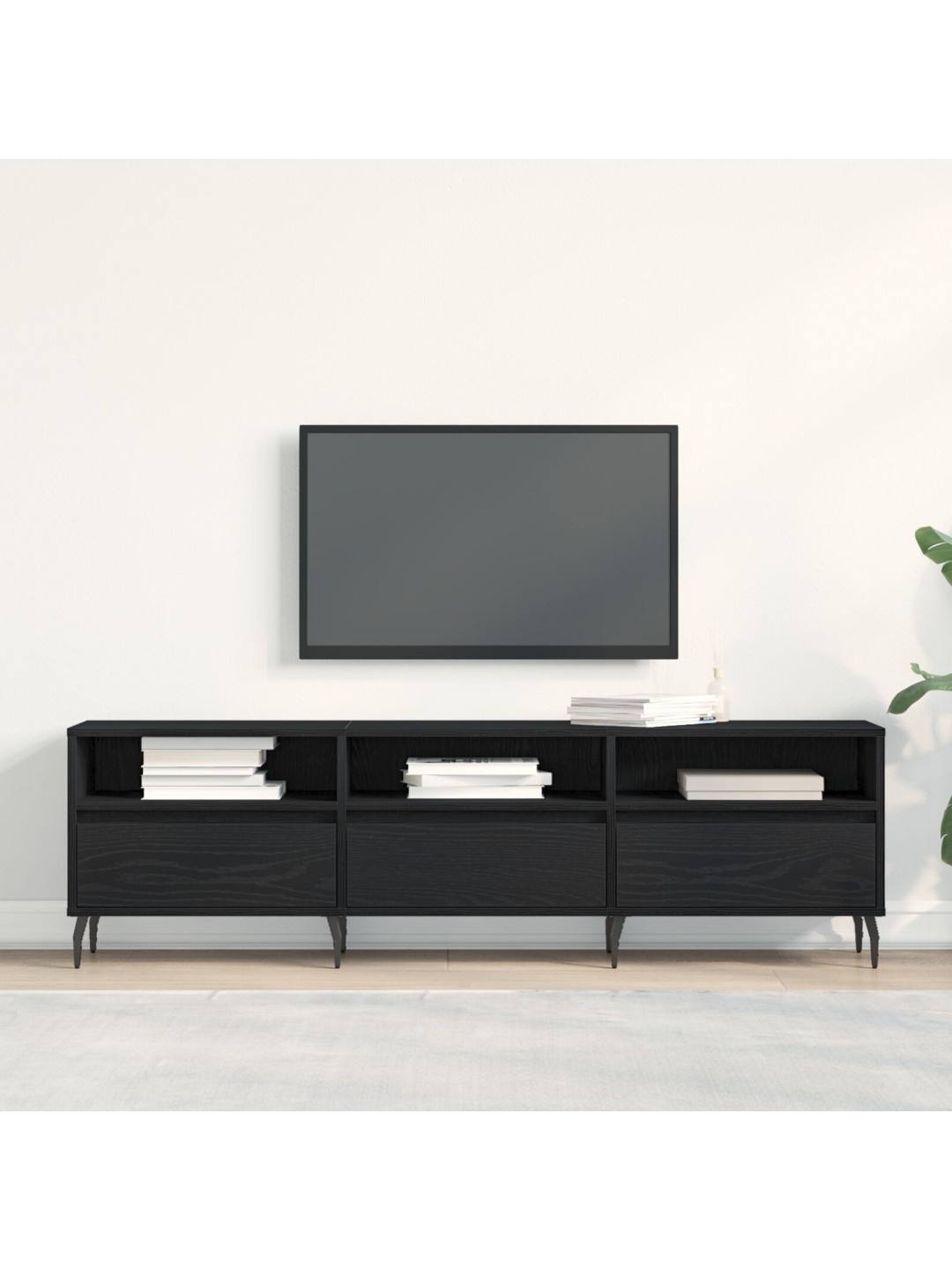 Tv-pöytä musta tammi 150x30x44,5 cm tekninen puu