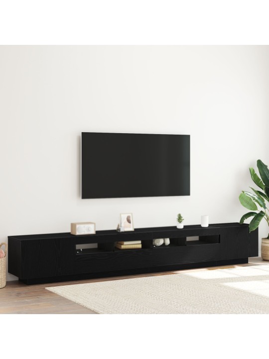 Tv-taso led-valoilla, musta tammi, 260x35x40 cm, teknistä puuta