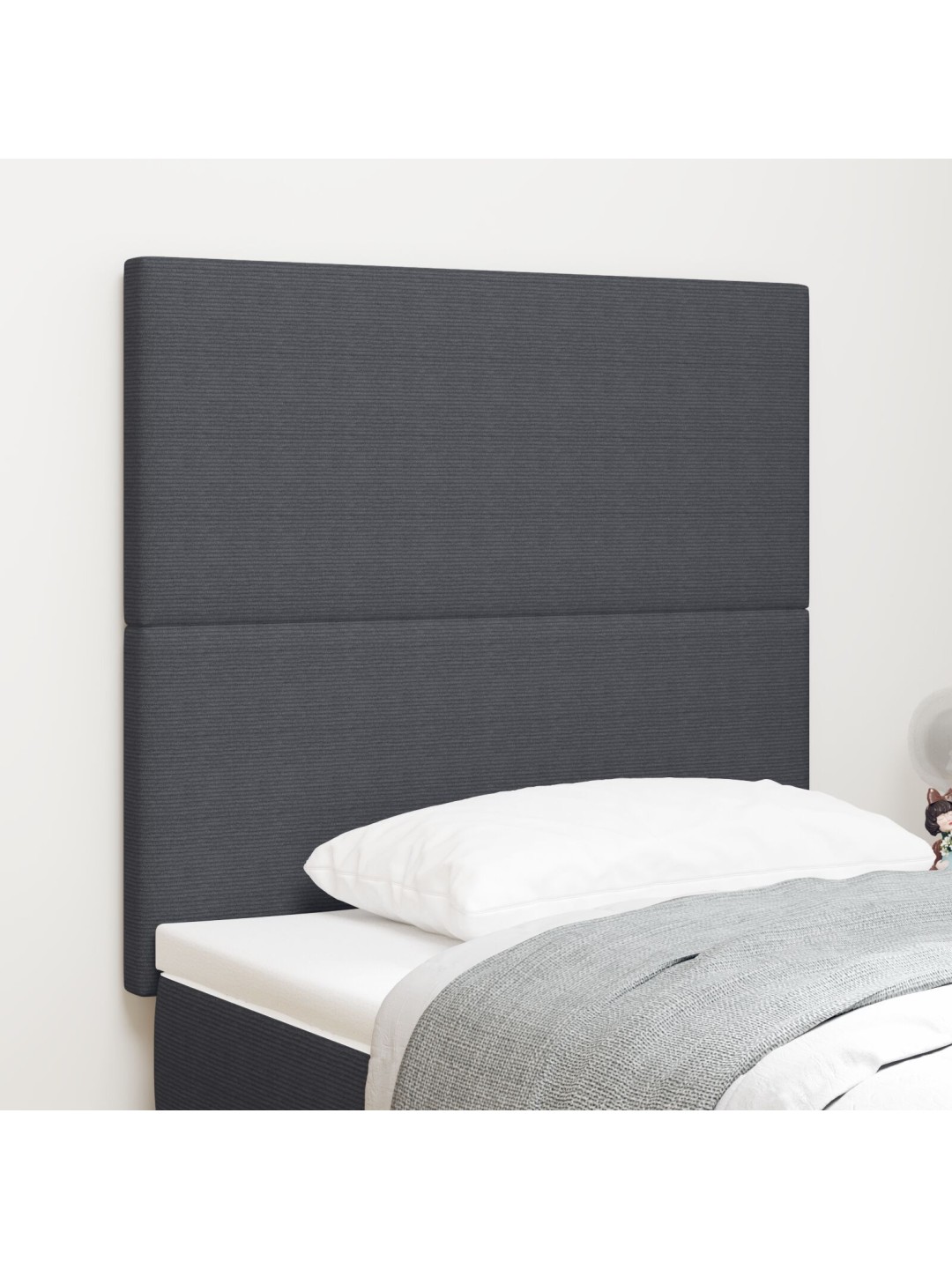 Sängynpääty yksinkertainen muotoilu tummanharmaa 100 cm corduroy kangas