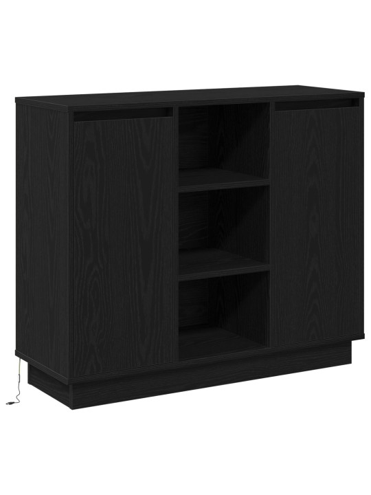 Led-sivupöytä mustaan tammeen 90x32x75 cm tekninen puu