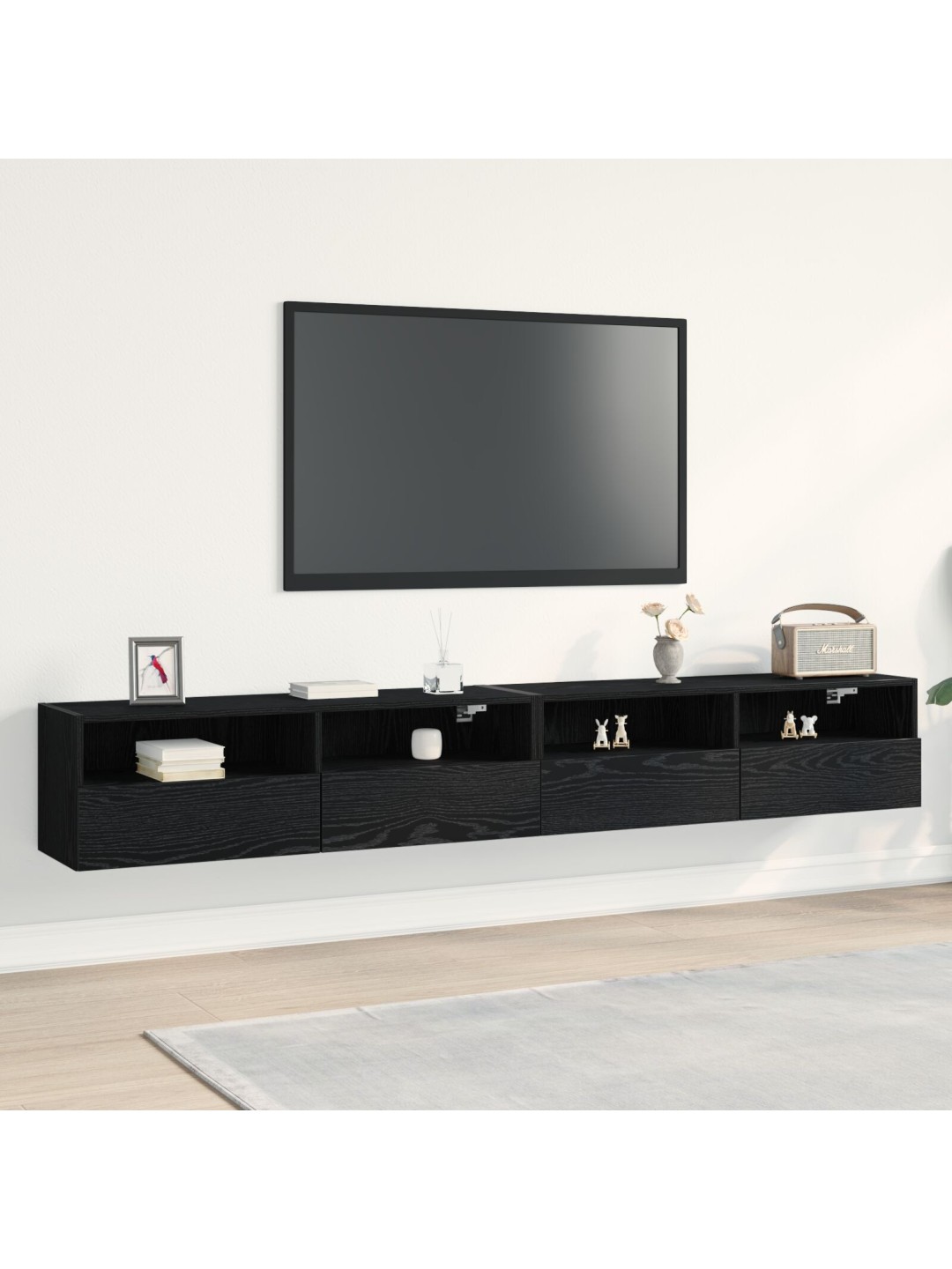 Tv-seinäkaapit 2 kpl musta tammi 100x30x30 cm tekninen puu