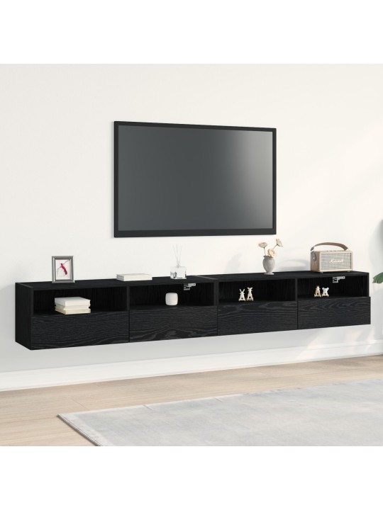 Tv-seinäkaapit 2 kpl musta tammi 100x30x30 cm tekninen puu