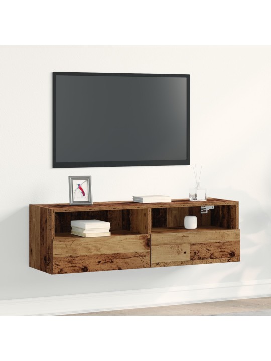 Tv-seinäkaappi vanha puu 100x30x30 cm tekninen puu