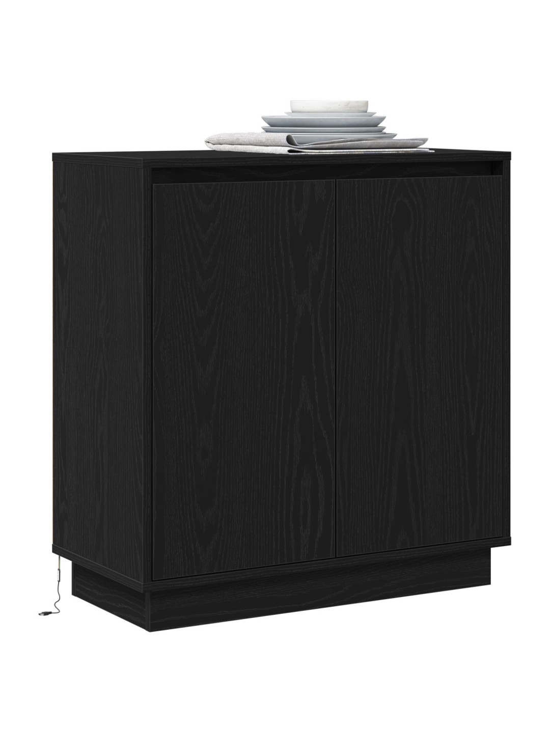 Sivupöytä led-valolla, musta tammi 71x34,5x75 cm, teknopuu