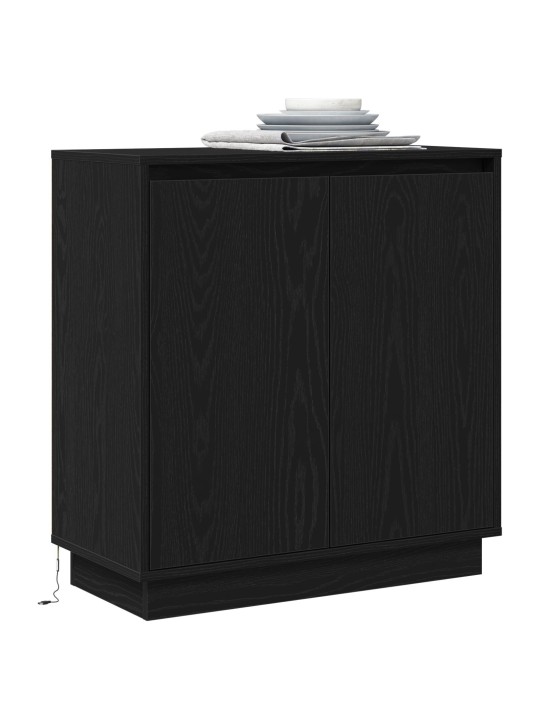 Sivupöytä led-valolla, musta tammi 71x34,5x75 cm, teknopuu