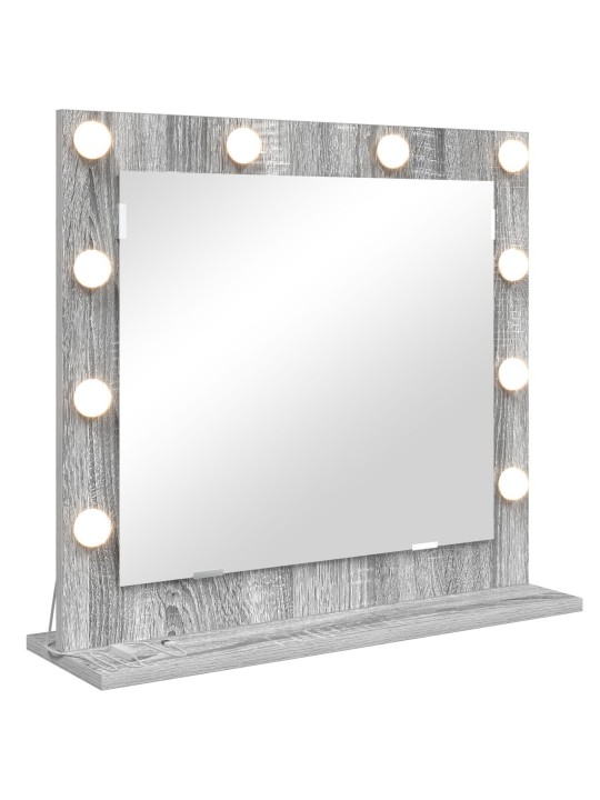 Meikkipöytäpeili led-valoilla harmaa sonoma 60x55x18 cm