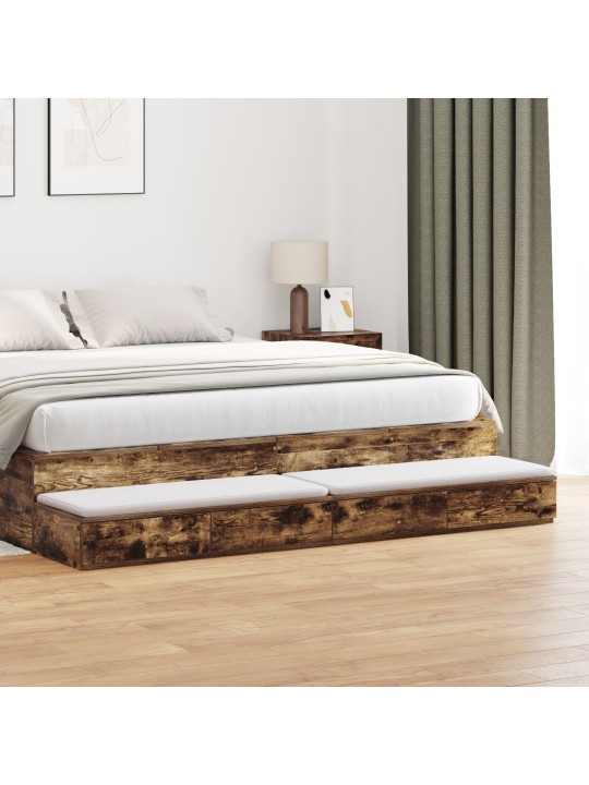 Sängyn laatikoita savutetussa tammi - 180x36.5x16.5 cm - valmistettu käsitellystä puusta