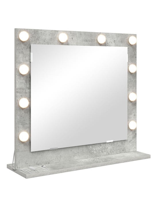 Meikkipöydän peili led-valoilla betoni harmaa 60x55x18 cm