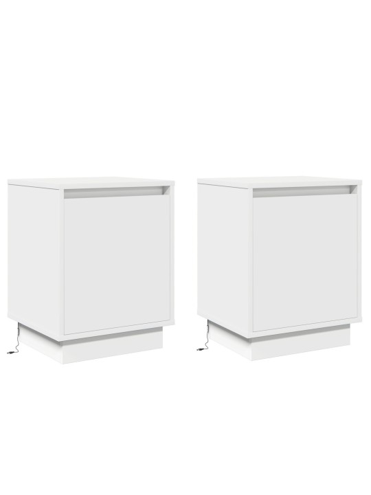 Yöpöydät led-valoilla 2 kpl valkoinen 39x34,5x50 cm
