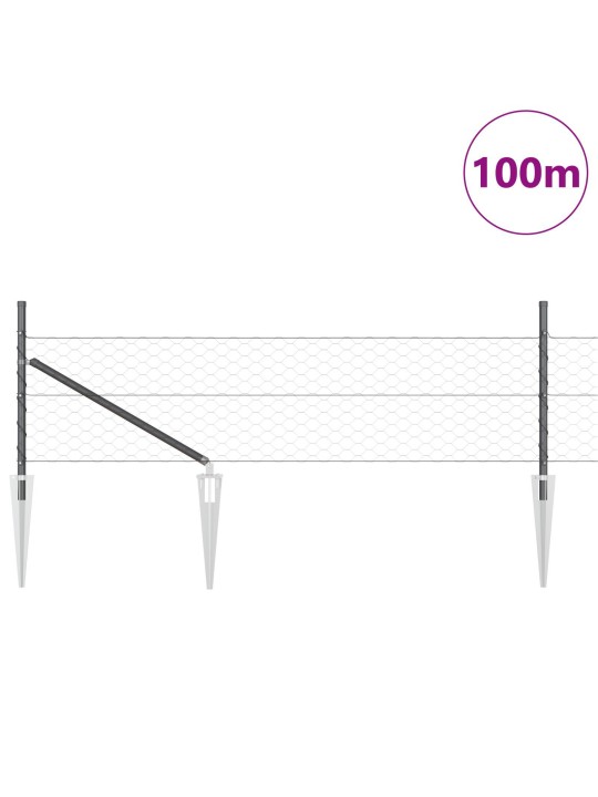 Kuusikulmainen aita harmaa 0.5x100 m terästä