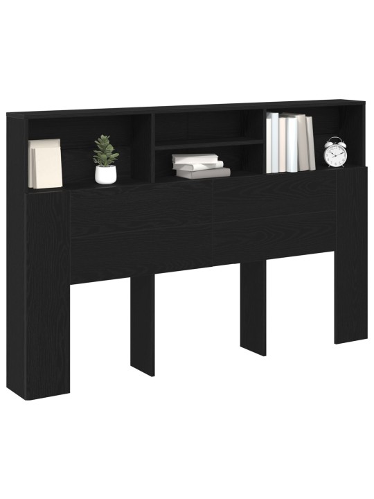 Headboard Cabinet mustasta tammesta - 160x19x103.5 cm valmistettu keinotekoisesta puusta