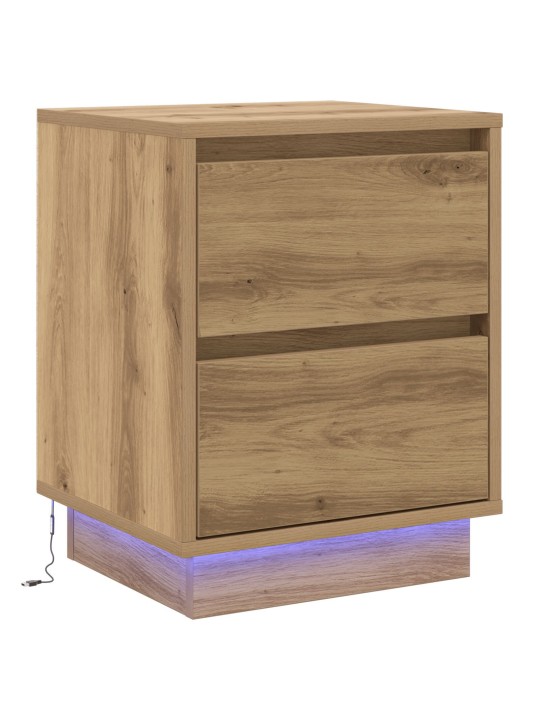 Yöpöytä led-valoilla artisan vaahtera 39x34.5x50 cm