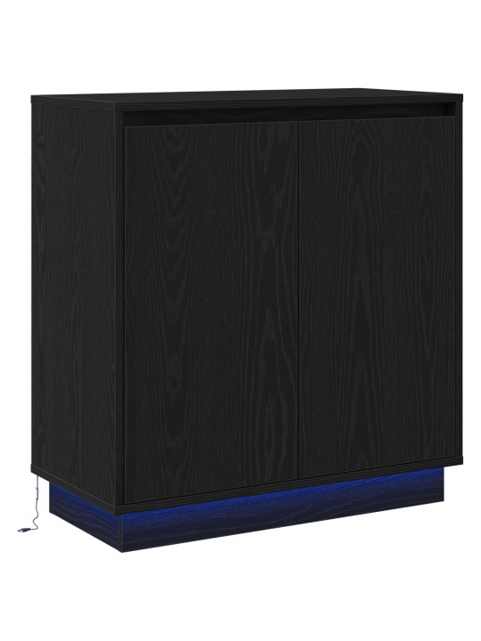 Sivupöytä led-valolla, musta tammi 71x34,5x75 cm, teknopuu
