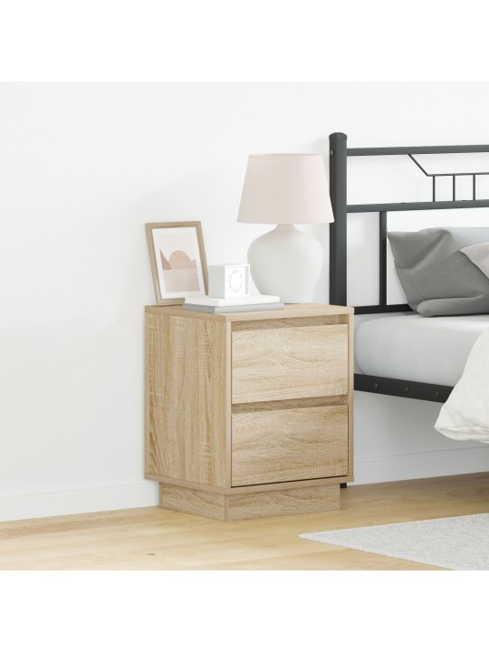Yöpöytäkaapit led-valoilla 2 kpl sonoma tammia 39x34.5x50 cm