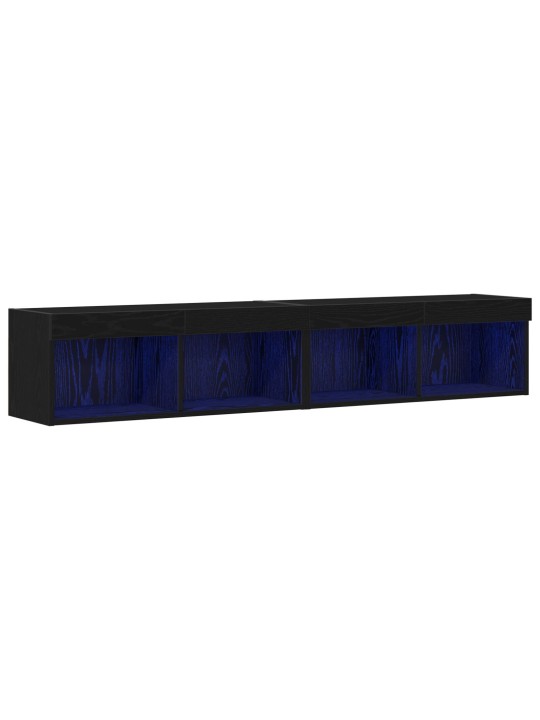 Tv-seinähyllyt led-valoilla 2 kpl musta tammi 80x30x30 cm