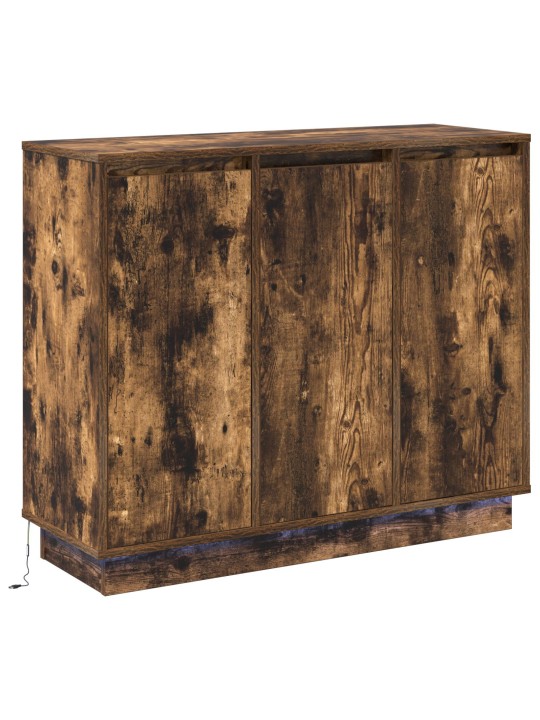 Sivupöytä led-valolla savutettu tammi 90x32x75 cm tekopuu