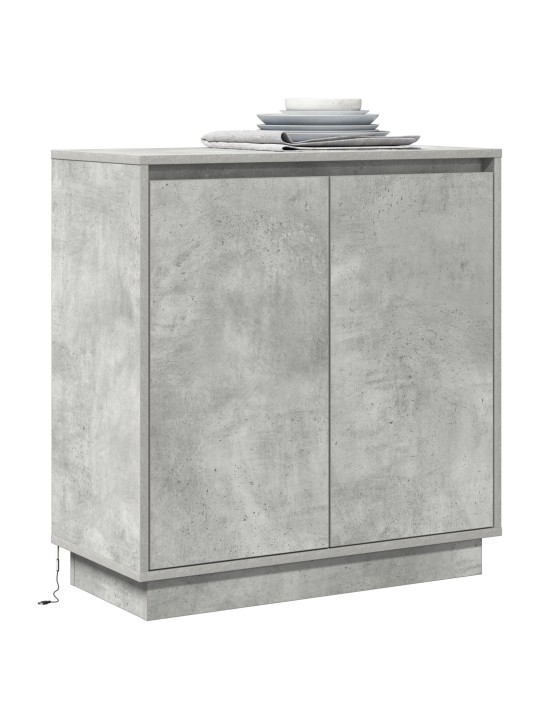 Sivupöytä led-valoilla, betoni harmaa 71x34,5x75 cm tekopuu