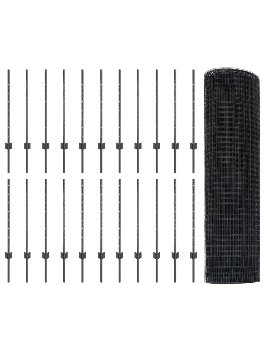 Hitsattu verkkoaita 22 u pylväällä harmaa 0.8x50 m teräs