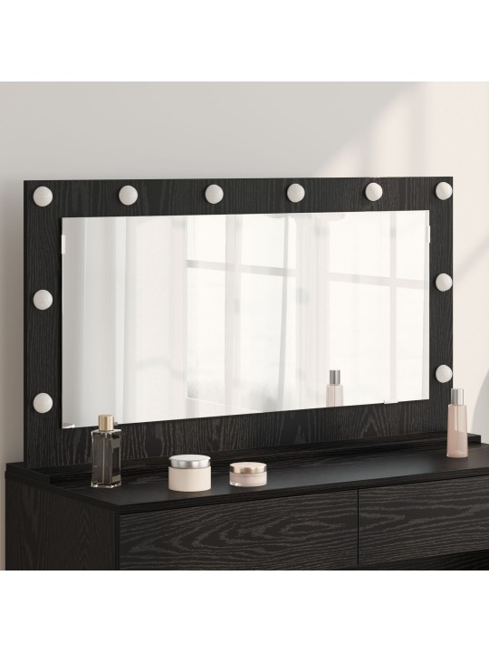 Meikkipeili led-valoilla musta tammi 100x55x18 cm
