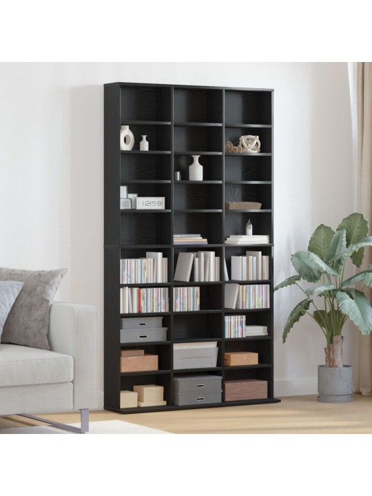 Cd-kaappi musta tammi insinööripuu 101 x 23 x 177.5 cm hyllyt