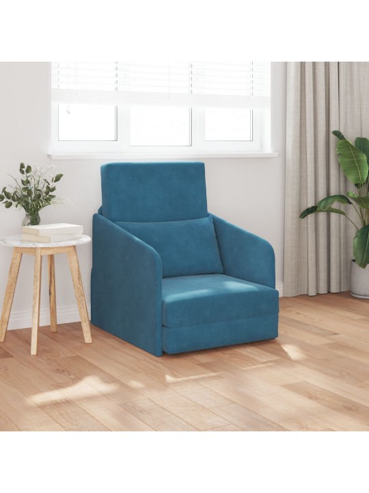 Lattiasohva sänky 2-in-1 sininen 65x80x83 cm sametti