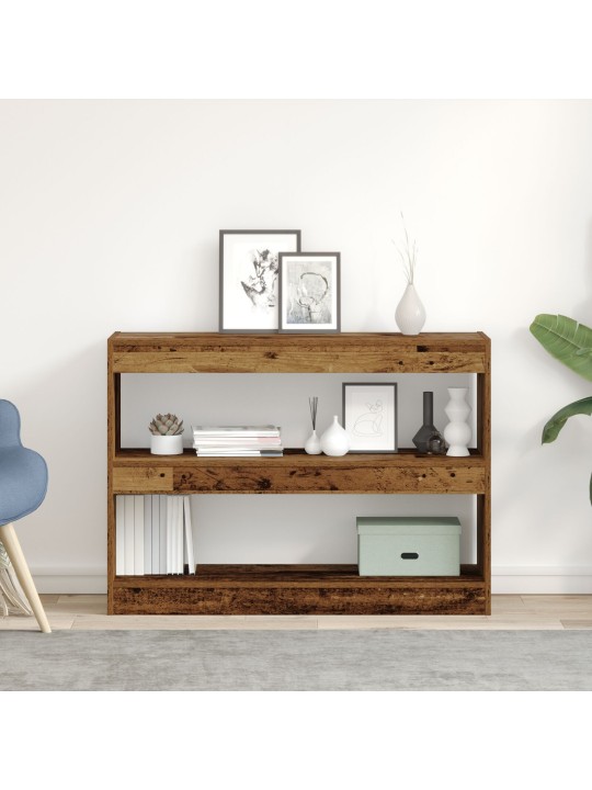 Kirjahylly/huoneenjakaja vanhasta puusta, 100x30x72 cm, valmistettu teknisestä puusta