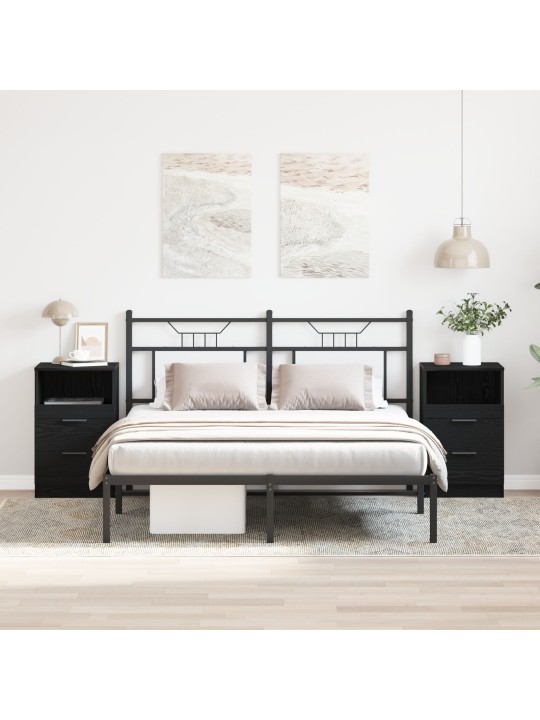 Yöpöydät 2 kpl musta tammi 40x35x65 cm tekninen puu