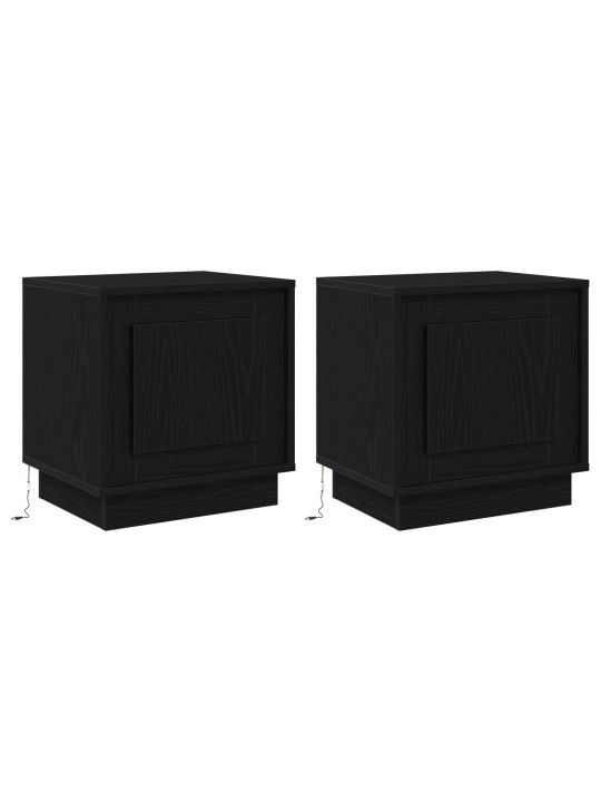 Yöpöydät led-valoilla 2 kpl musta tammi 44x34,5x45 cm