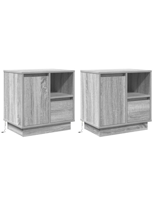 Yöpöydät led-valolla 2 kpl harmaa sonoma 50x34,5x50 cm