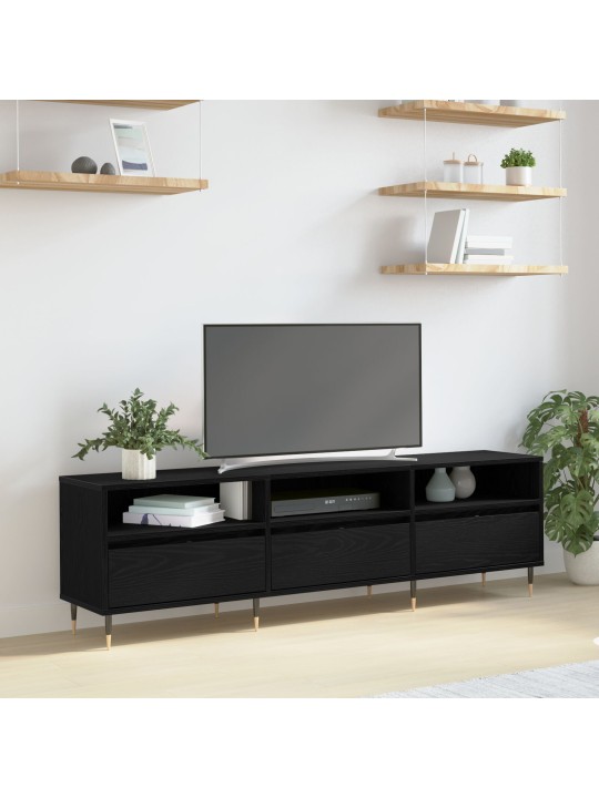 Tv-pöytä musta tammi 150x30x44,5 cm keinopuua
