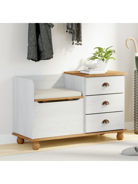 Eteisen Säilytyspenkki ASKIM Valkoinen 100x39x62 cm Massiivipuu Mänty