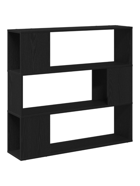 Kirjahylly musta tammi 100x24x94 cm teknopuu