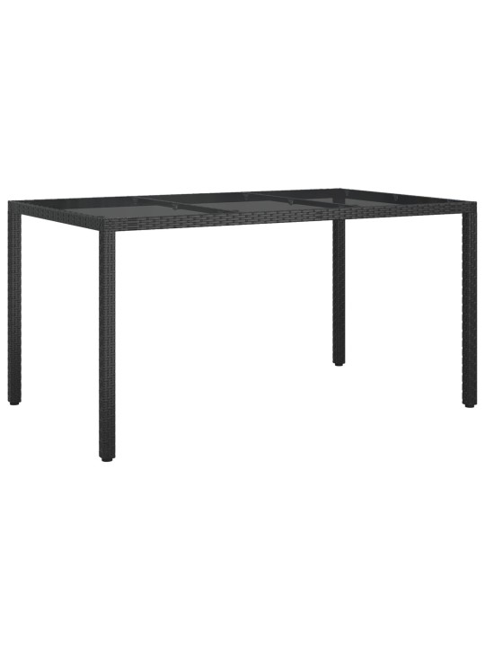 Puutarha ruokapöytä musta 150x90x75 cm polyrottinki