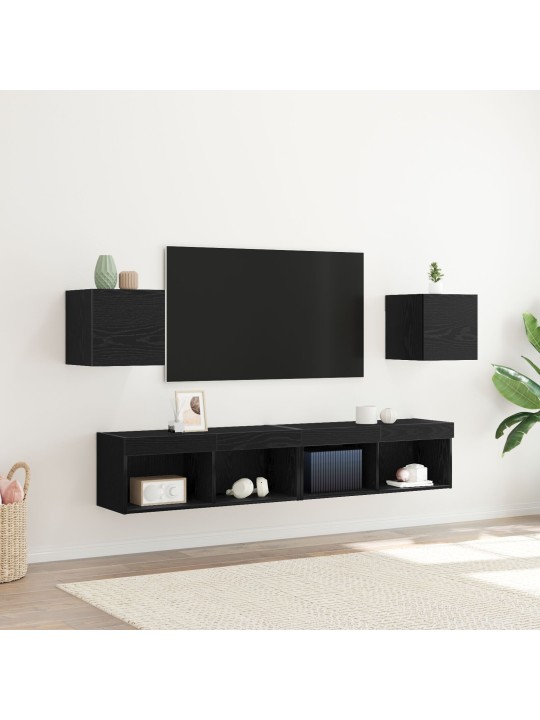Seinälle asennettavat tv-kaapit 2 kpl musta tammi 30,5x30x30 cm