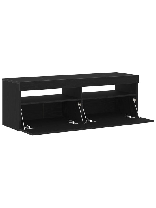 Tv-taso led-valolla musta tammi 120x35x40 cm tekninen puu