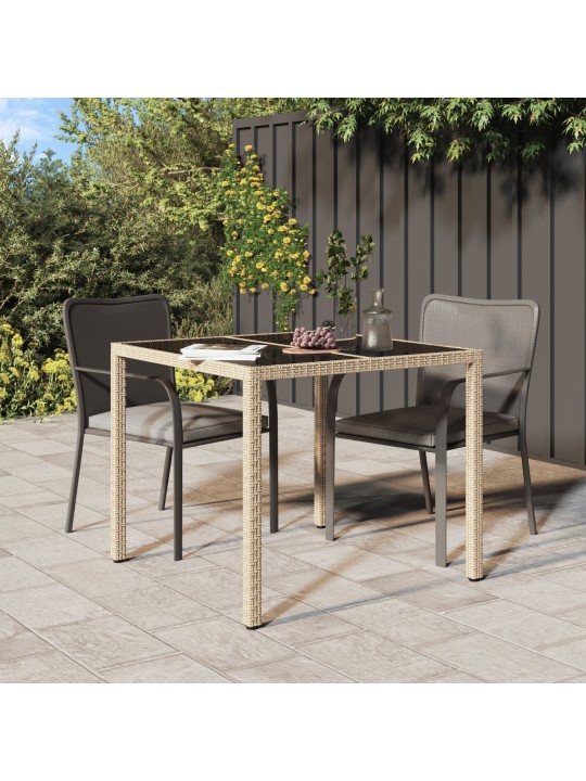 Puutarhan ruokapöytä beige 90x90x75 cm polyrottinki