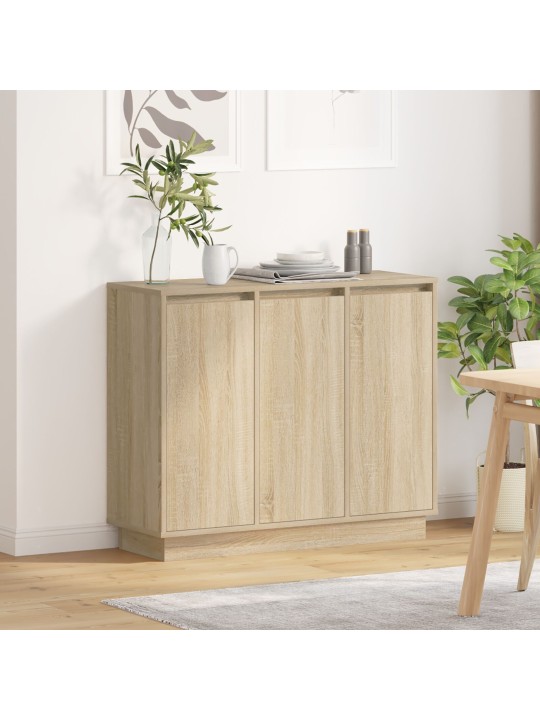 Sivupöytä led-valolla, sonoma tammi, 90x32x75 cm, teknisestä puusta