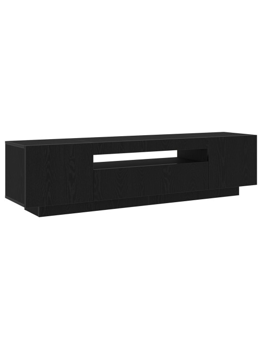 Tv-taso led-valoilla, musta tammi, 160x35x40 cm, teknistä puuta