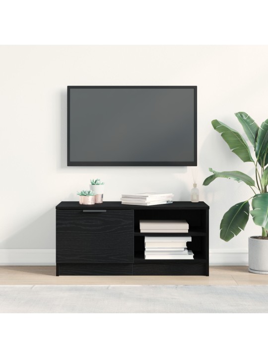 Tv-taso musta tammi 80x35x36,5 cm tekninen puu
