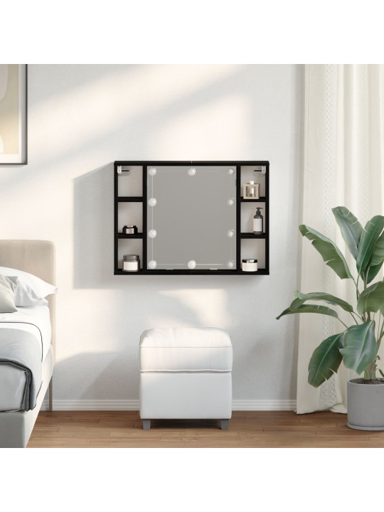Led peilikaappi - musta tammi - 76x15x55 cm - valmistettu teknisestä puusta