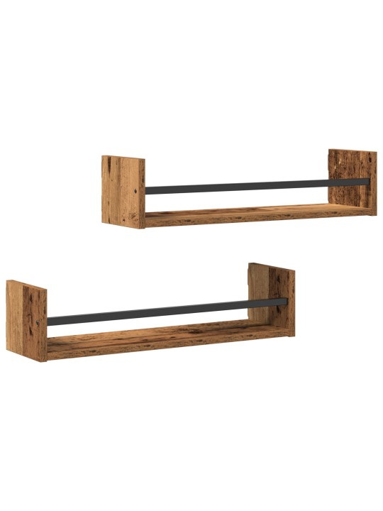 Seinähyllyt 2 kpl vanha puu 60x16x14 cm kunnostettu puu