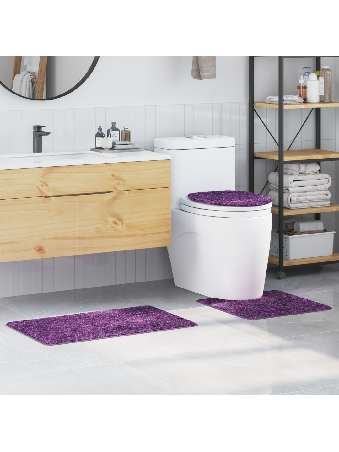 3 kappaleen kylpymattosetti violetti polypropeeni liukumaton