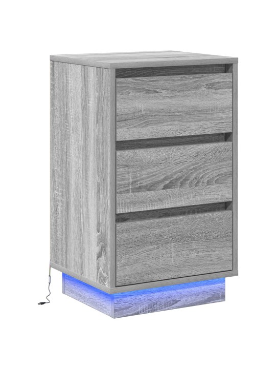 Yöpöytä led harmaa sonoma 39x34.5x65 cm tekninen puu